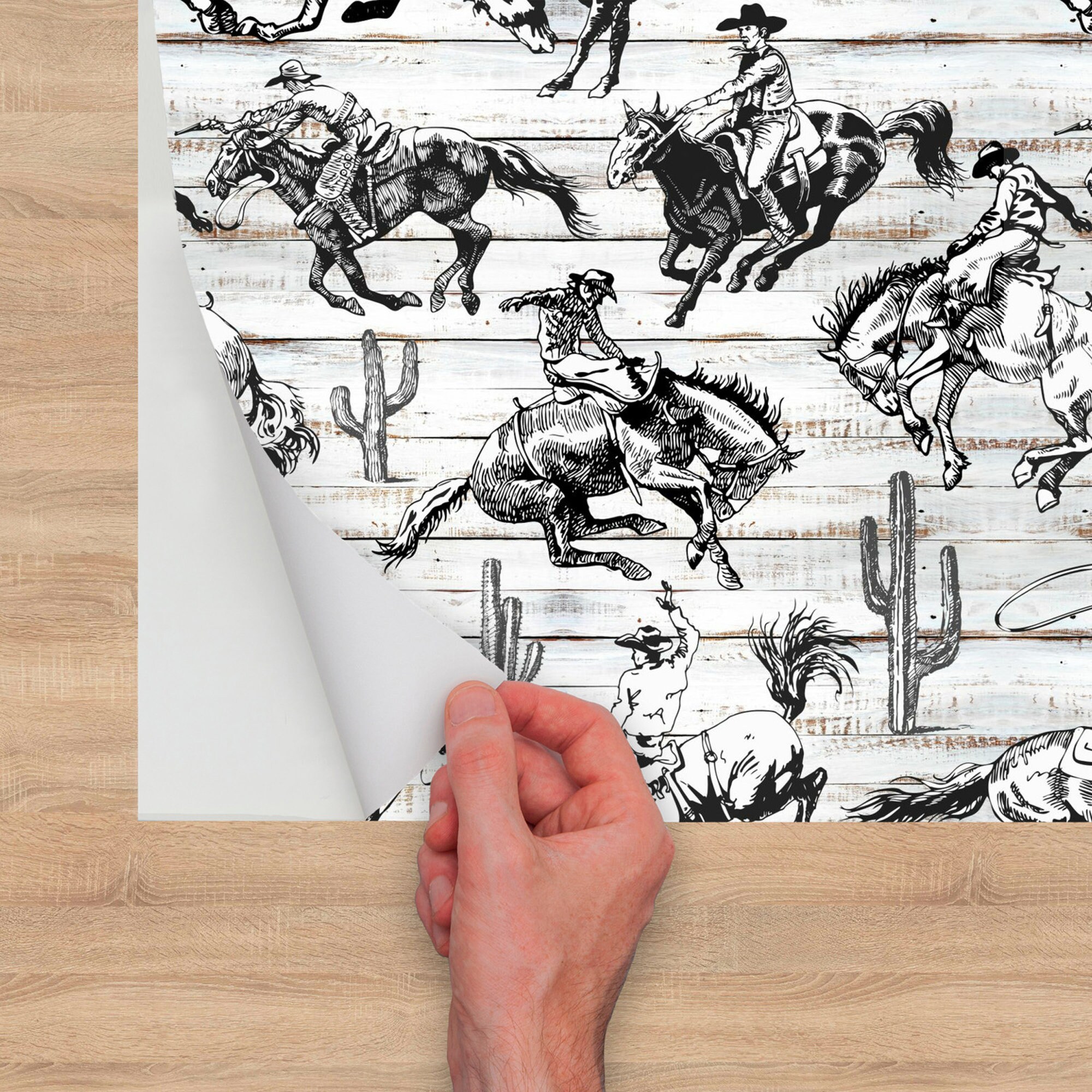 Cowboy Wall Paper Western Wallpaper Peel Stick Southwestern - Etsy
