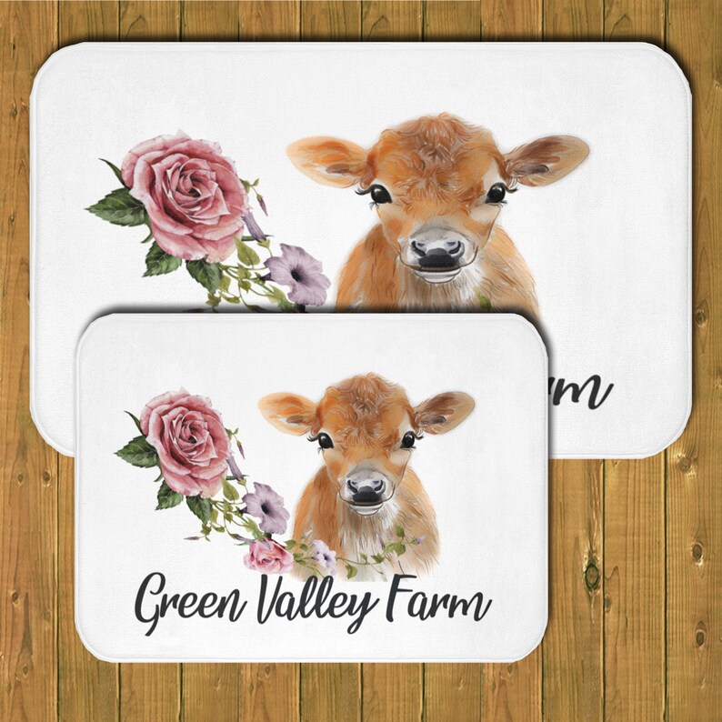 Personalized Bath Mat Farmhouse Matt with Calf Farm Name Etsy
