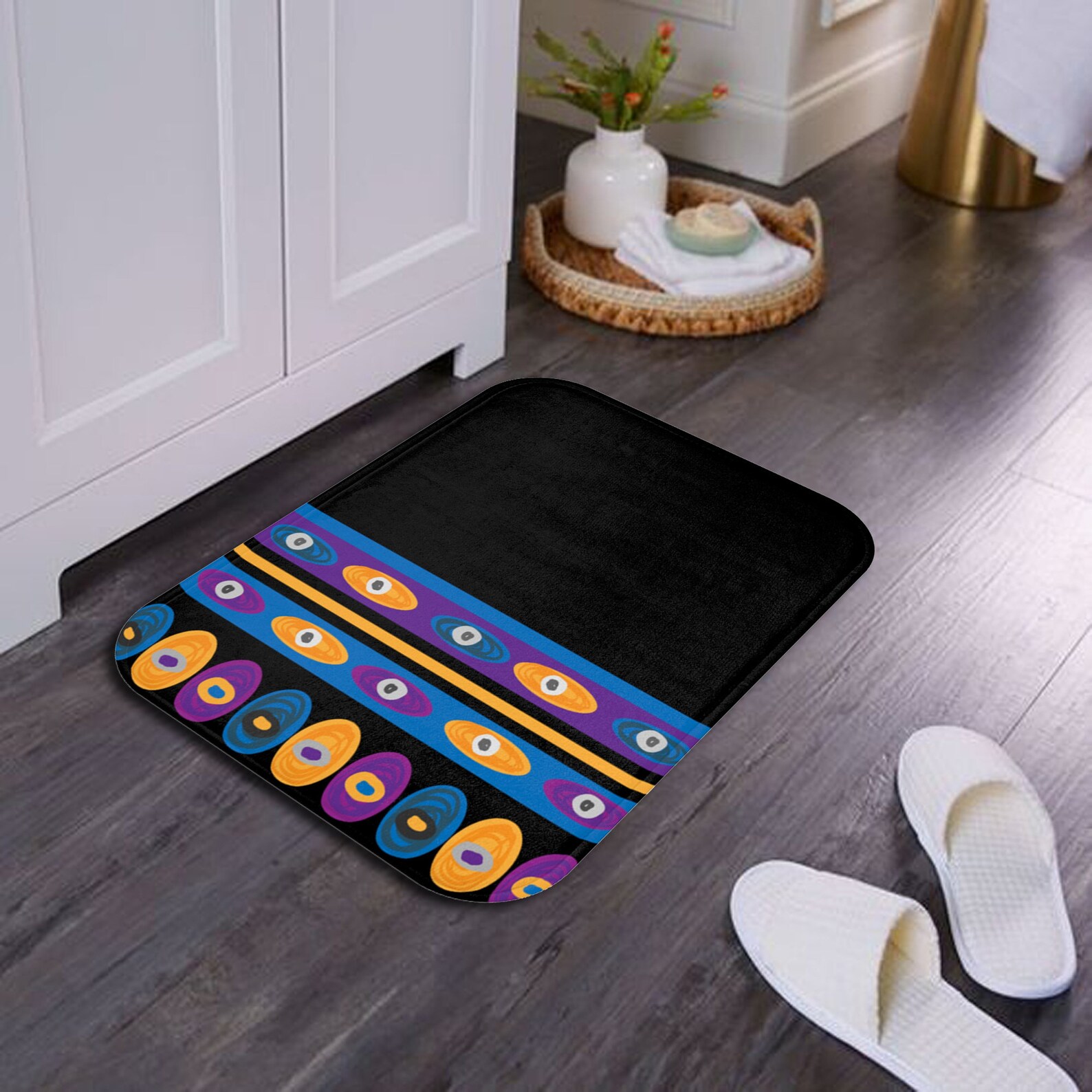 Black Bath Mat with Ethnic Patterns African Style Bath Rug Etsy