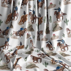 Cowgirl Fabric by the Yard, Cowboy Cotton Fabric, Western Fabric for Quilting and Sewing, Southwestern Ranch Decor