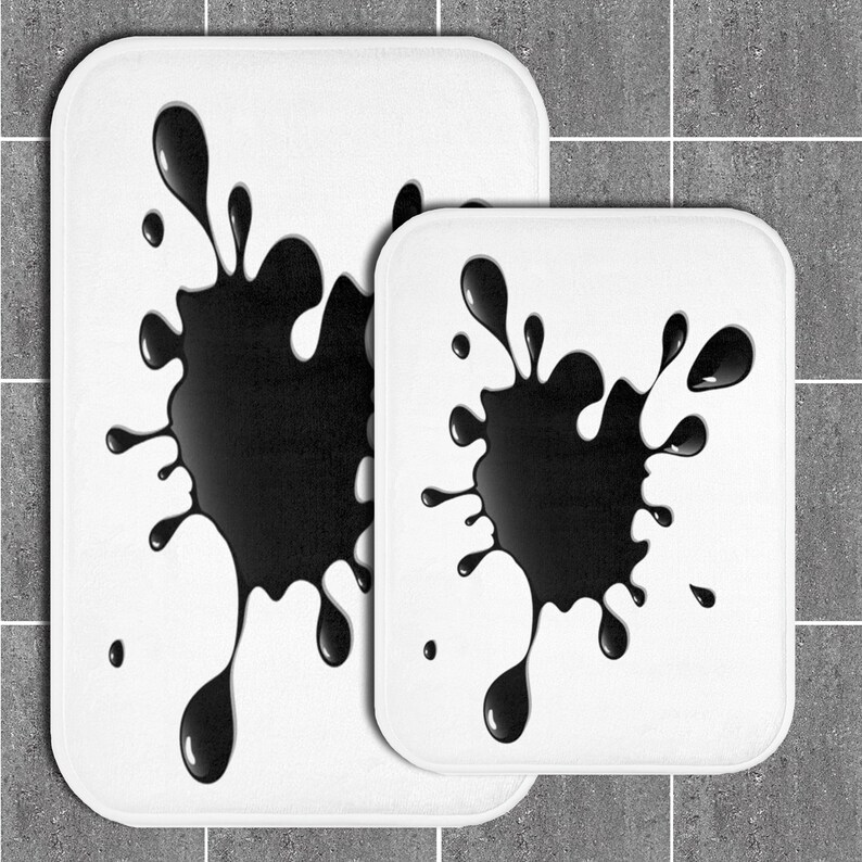 Splash Bath Mat Black and White Bath Rug Funny Bath Matt Etsy