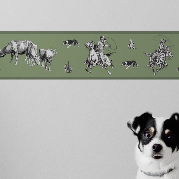 Western Cowboy Wallpaper Border Etsy