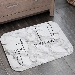 Obtener alfombra de baño desnuda, mate de ducha de mármol gris con letreros de baño, decoración minimalista del baño imagen 1