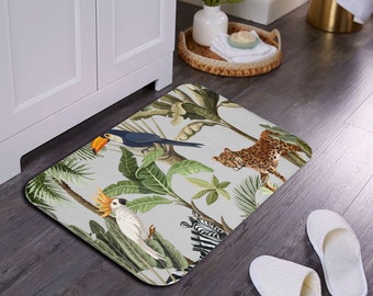 24X16" Tropical Rainforest Jungle Plants Shower Mat Anti Slip Bath Mat Floor Rug 