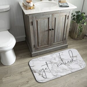Obtener alfombra de baño desnuda, mate de ducha de mármol gris con letreros de baño, decoración minimalista del baño imagen 7