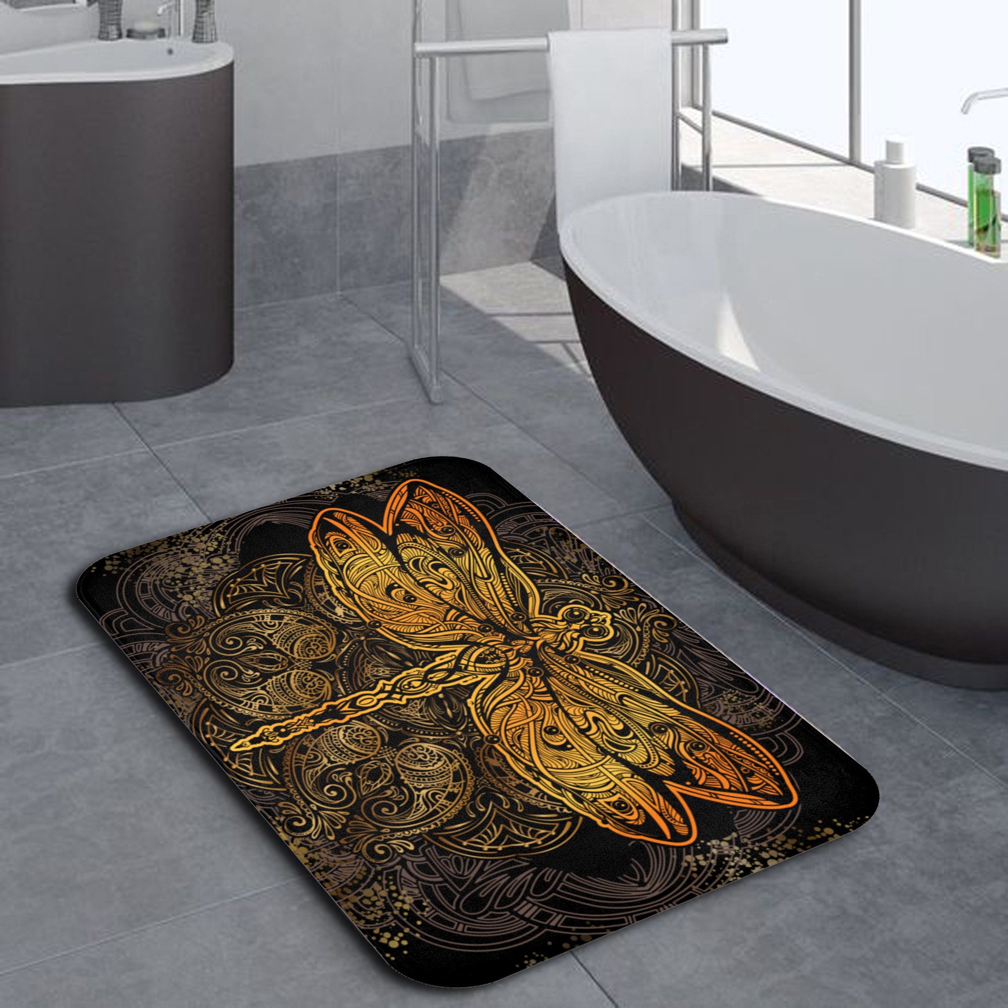 Gilden Tree Bathroom Mat Absorbent Cotton Quick Dry for Shower, Bath & Bathtub Washable Thin, Modern Style (Clay)