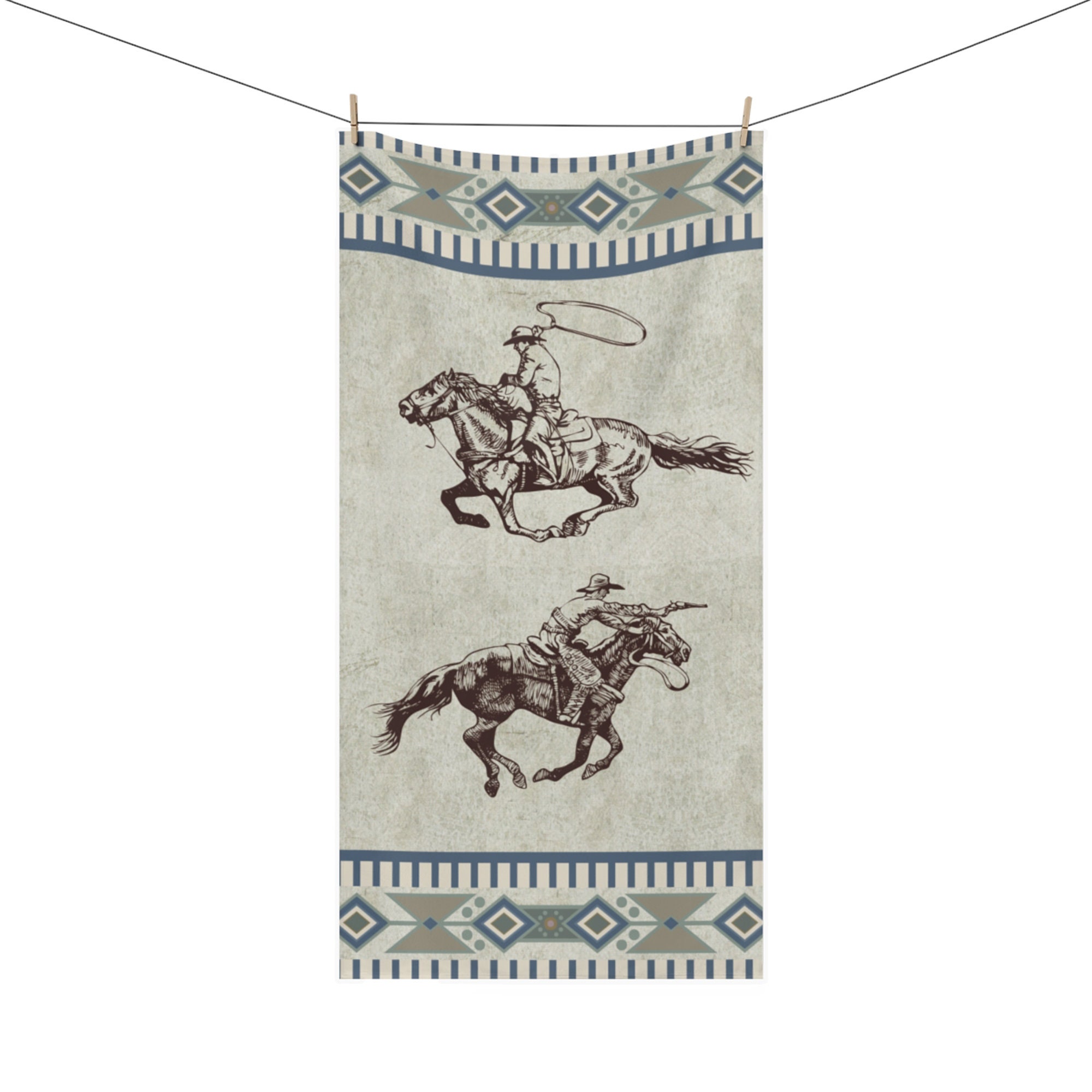 Western Bath Towel Gray Hand Towel Cowboy Bathroom Decor Etsy