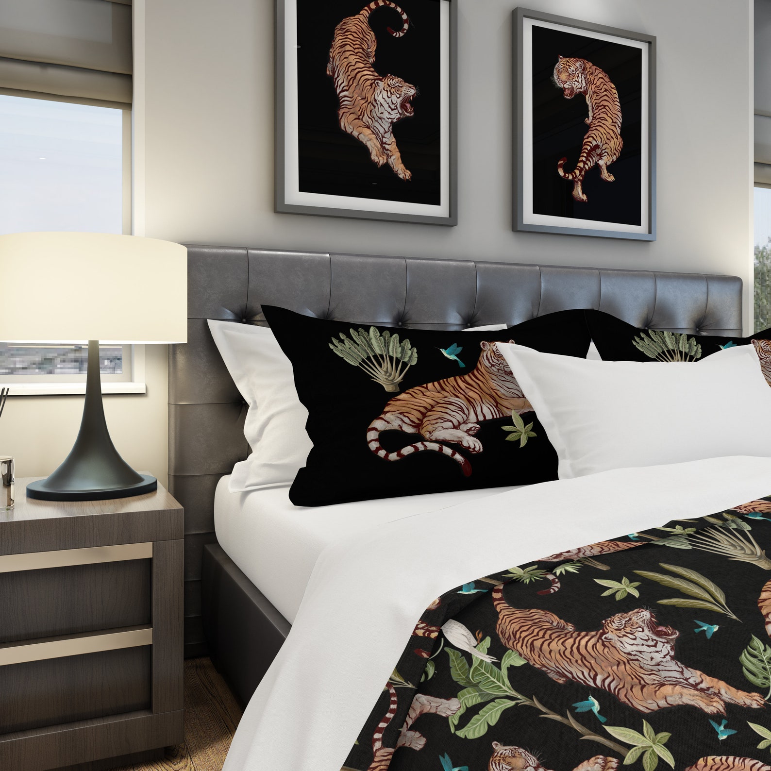 Jungle Comforter Set Tiger Bedding Set Palm Bed Blanket Etsy