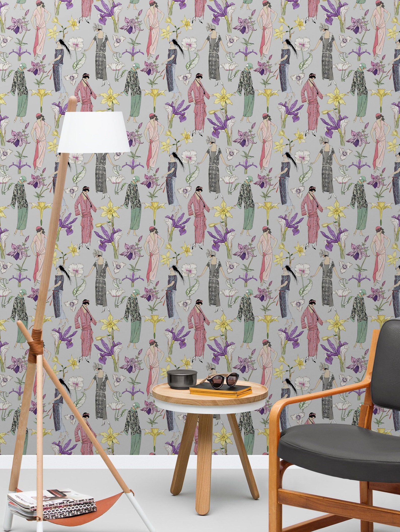 Art Nouveau Wallpaper Art Deco Wall Paper Women Wall Décor Etsy