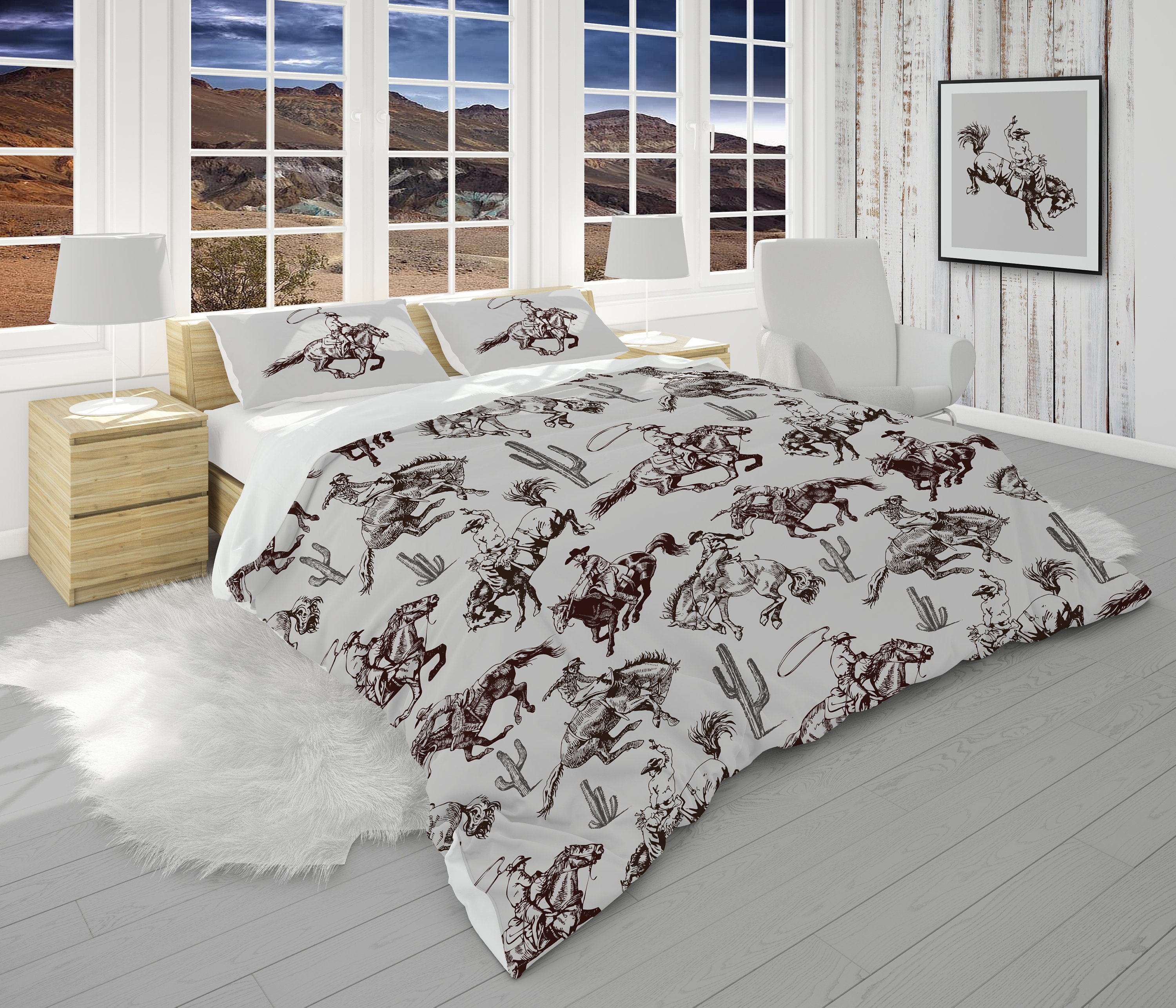 Horse Print Twin Bed Sheets, Set Sheets Horse