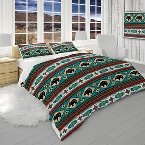 Southwestern Comforter Set with Pillow Shams, Native Americans Decor, Southwestern Boho Bedding