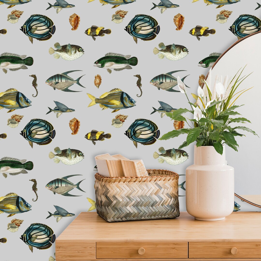 Sea Wallpaper With Fish Sealife Wall Decals Peel and Stick - Etsy