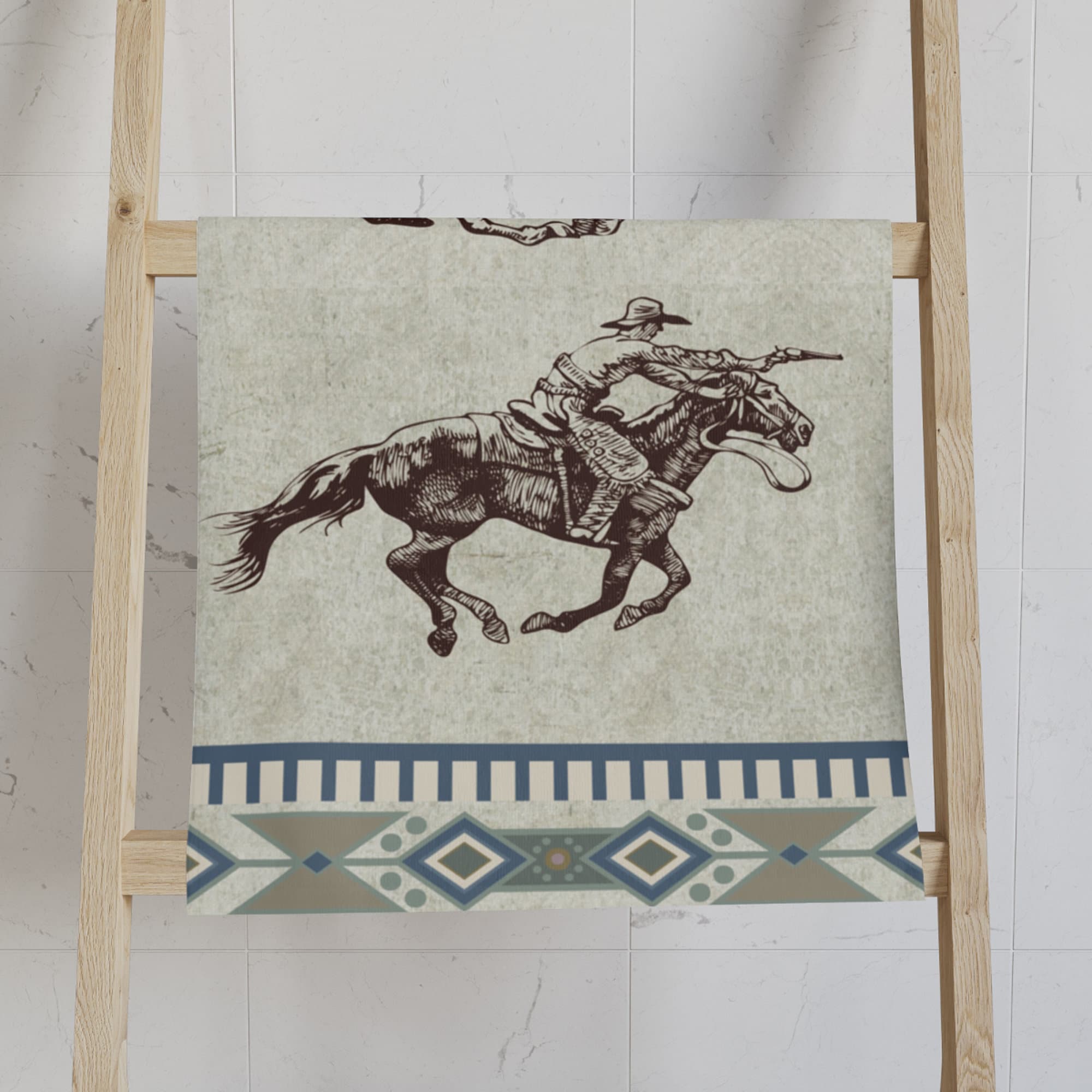 Western Bath Towel Gray Hand Towel Cowboy Bathroom Decor Etsy