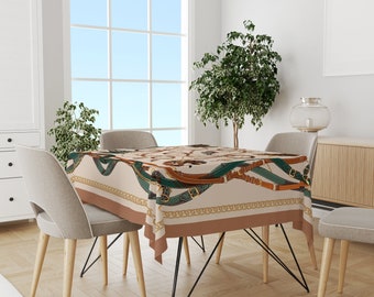 Horse Tablecloth, Farm Kitchen Decor, Southwestern Tablecloth, Cotton Table Cloth, Country Dining Table Cover