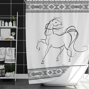 Western Shower Curtains, Southwestern Bathroom Décor, Boho Shower Curtain, Horse Shower Curtain