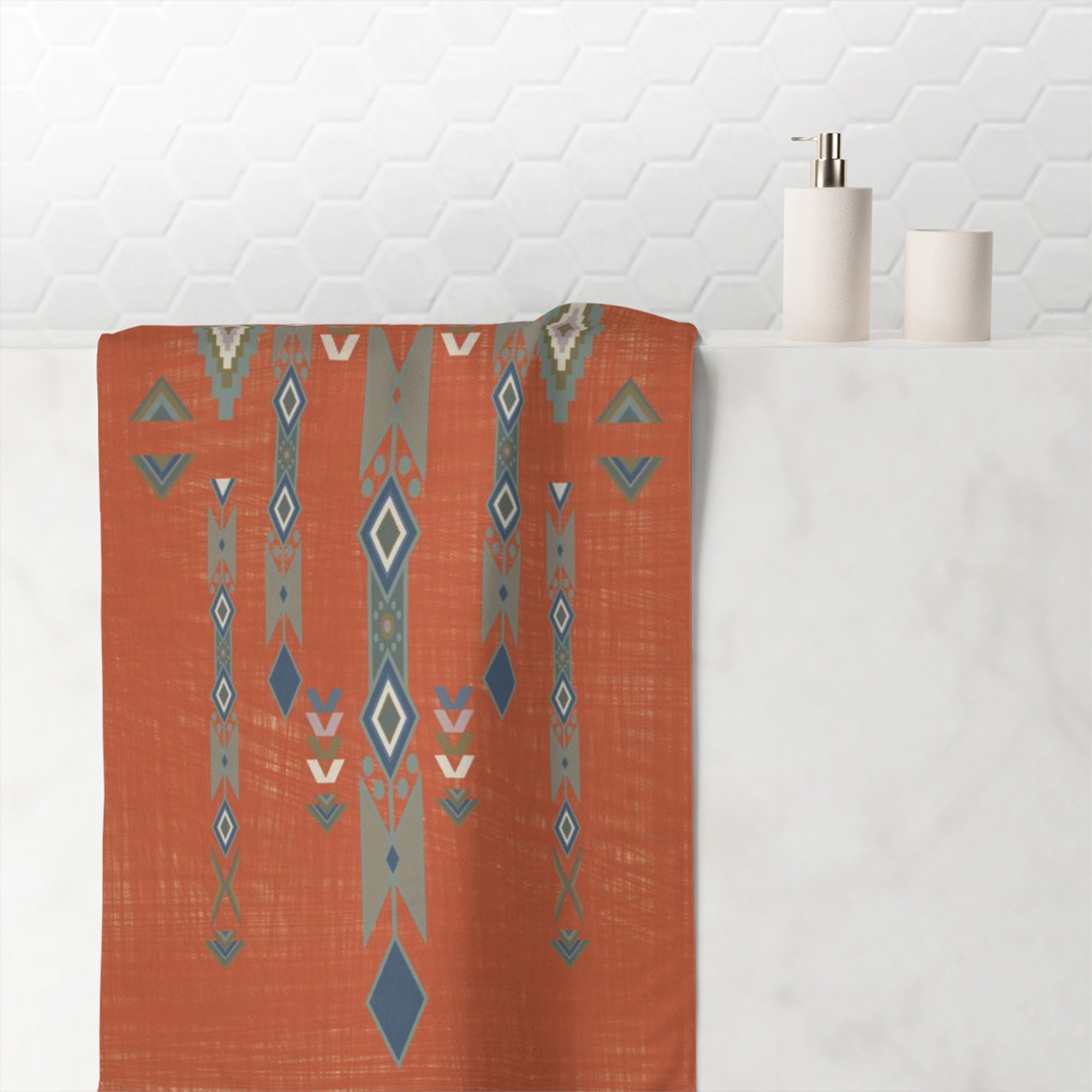 Boho Bath Towels Terracotta Southwestern Towel Ethnic - Etsy