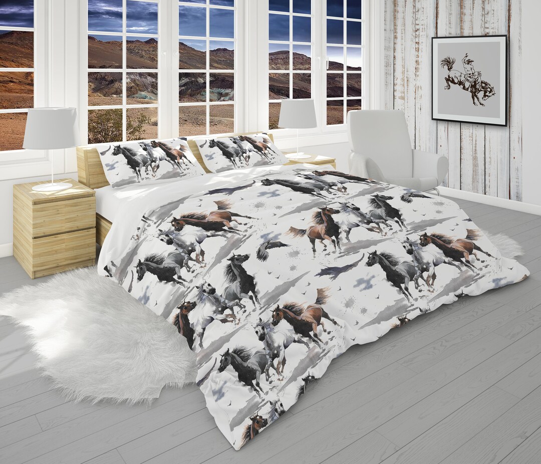 Horse Comforter King, Queen, Twin, Twin XL, Southwestern Comforter With