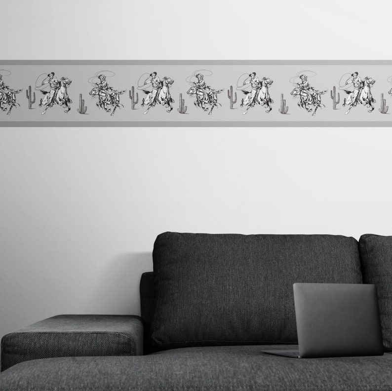 Western Wallpaper Border With Cowboy Southwestern Wall Decor Etsy