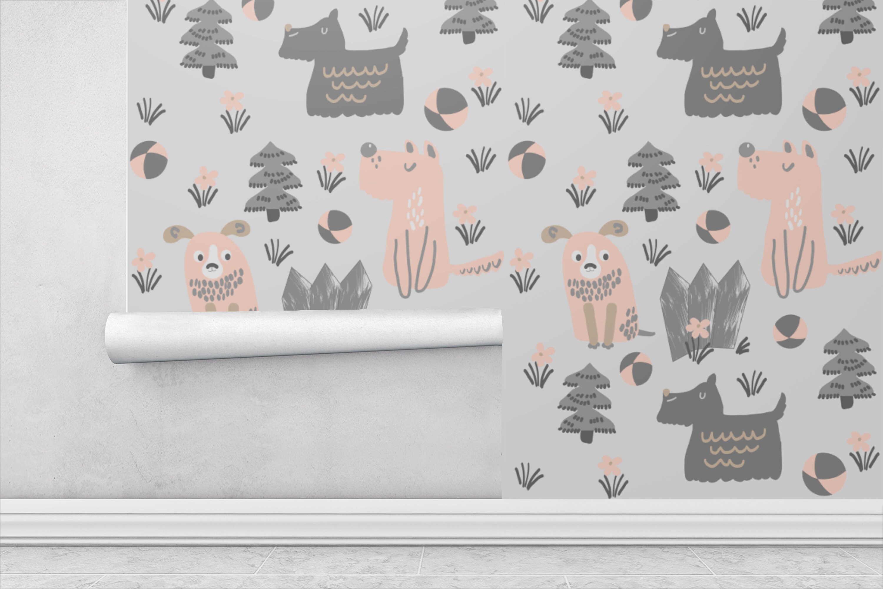 Removable Wallpaper with Funny Dogs Peel & Stick Wall Decal Etsy
