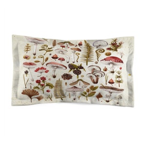 Mushroom Duvet Cover and Pillow Cases, Vintage Botanical Bedding Accessories, Country Bedroom Décor King