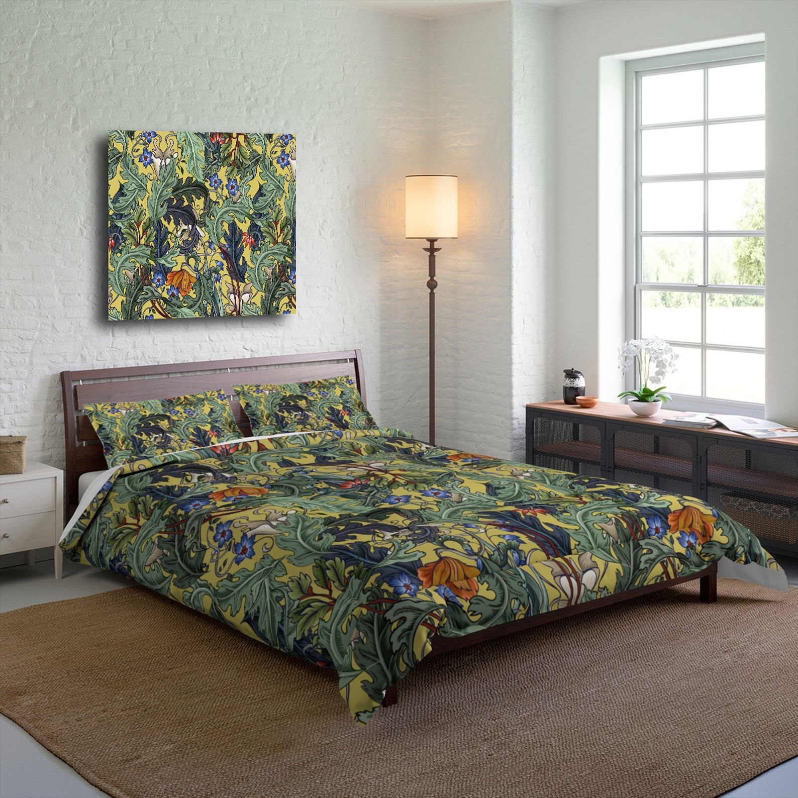 Leaves Comforter Set With Pillowcases Art Deco Bedroom Set Etsy
