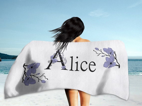 Personalized Beach Towel With Flowers - Monogrammed Bride Towel, 30"x60", Sand-Free, Perfect Bachelorette Gift - View #6