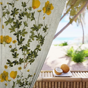 Botanical Curtain Panel, Flowers Window Curtain, Sheer Curtains with Patterns, Blackout Curtain for Bedroom, Living Room