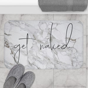 Obtener alfombra de baño desnuda, mate de ducha de mármol gris con letreros de baño, decoración minimalista del baño imagen 6