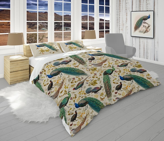 Peacock Comforter Queen, King, Twin Size, Birds Bedding Set With Japanese  Pillow Shams - Etsy