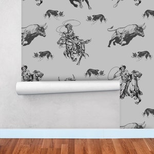 Cowboy Wallpaper, Western Wall Paper With Horses, Southwestern Decor