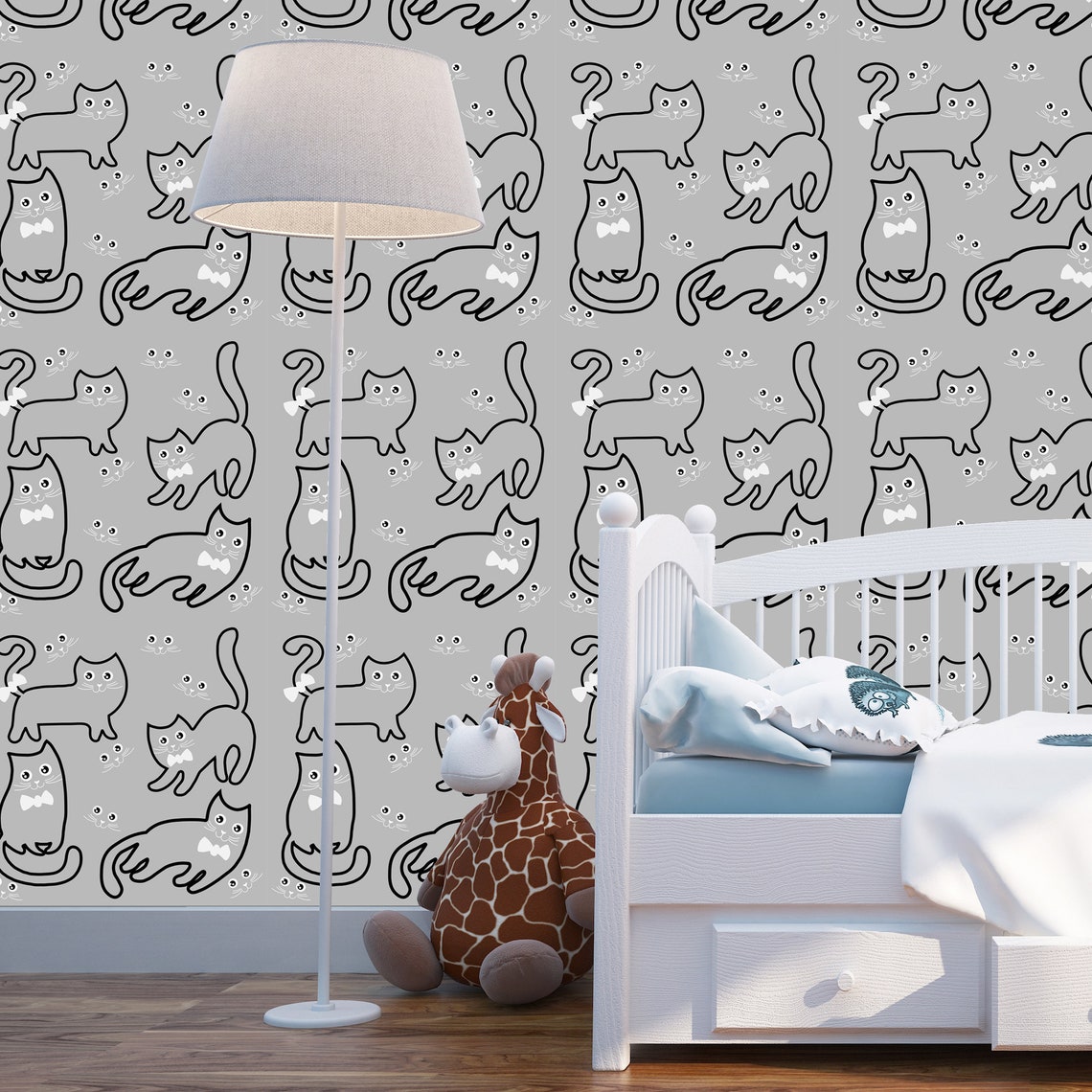 Self-adhesive Wallpaper with Funny Cats Peel & Stick Wall | Etsy