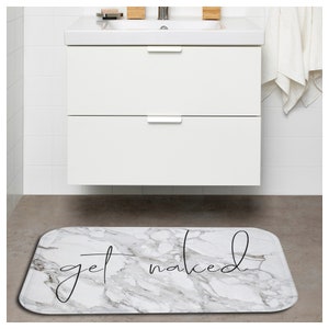 Obtener alfombra de baño desnuda, mate de ducha de mármol gris con letreros de baño, decoración minimalista del baño imagen 4