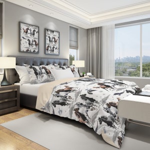 Horse Duvet Cover, Southwestern Duvet Cover, Watercolor Pillow Shams, Ranch Décor