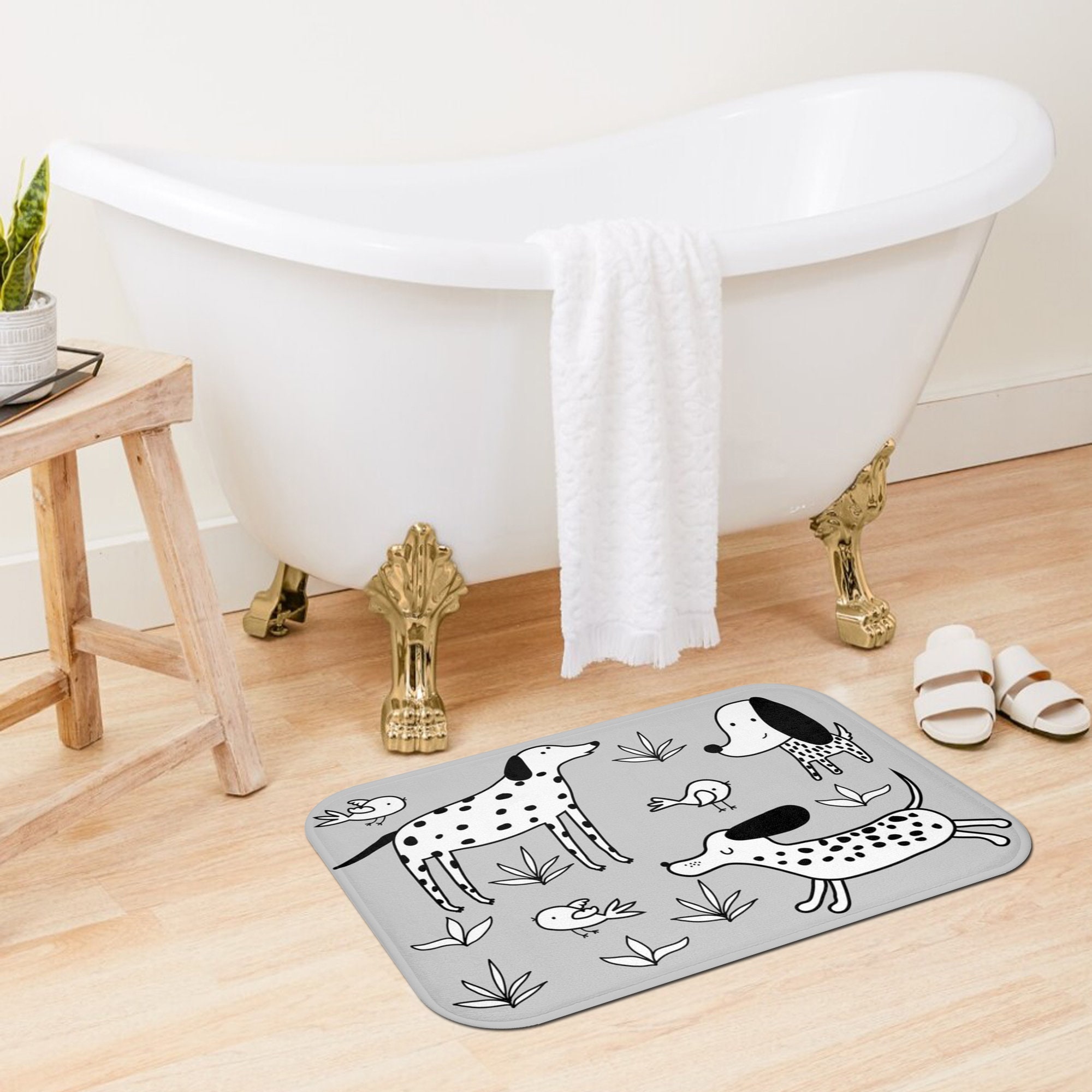 Dog Bath Mat Funny Bath Rug With Dogs Grey Bathroom Rug Dog Lover Gift Etsy Canada