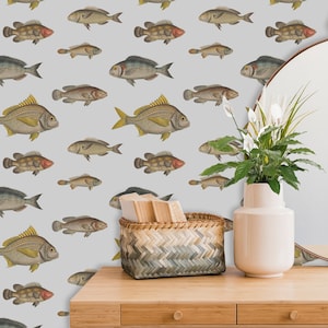 Fish Wallpaper Peel and Stick, Nautical Home Decor, Lake House Decor,  Beach House Wall Decal