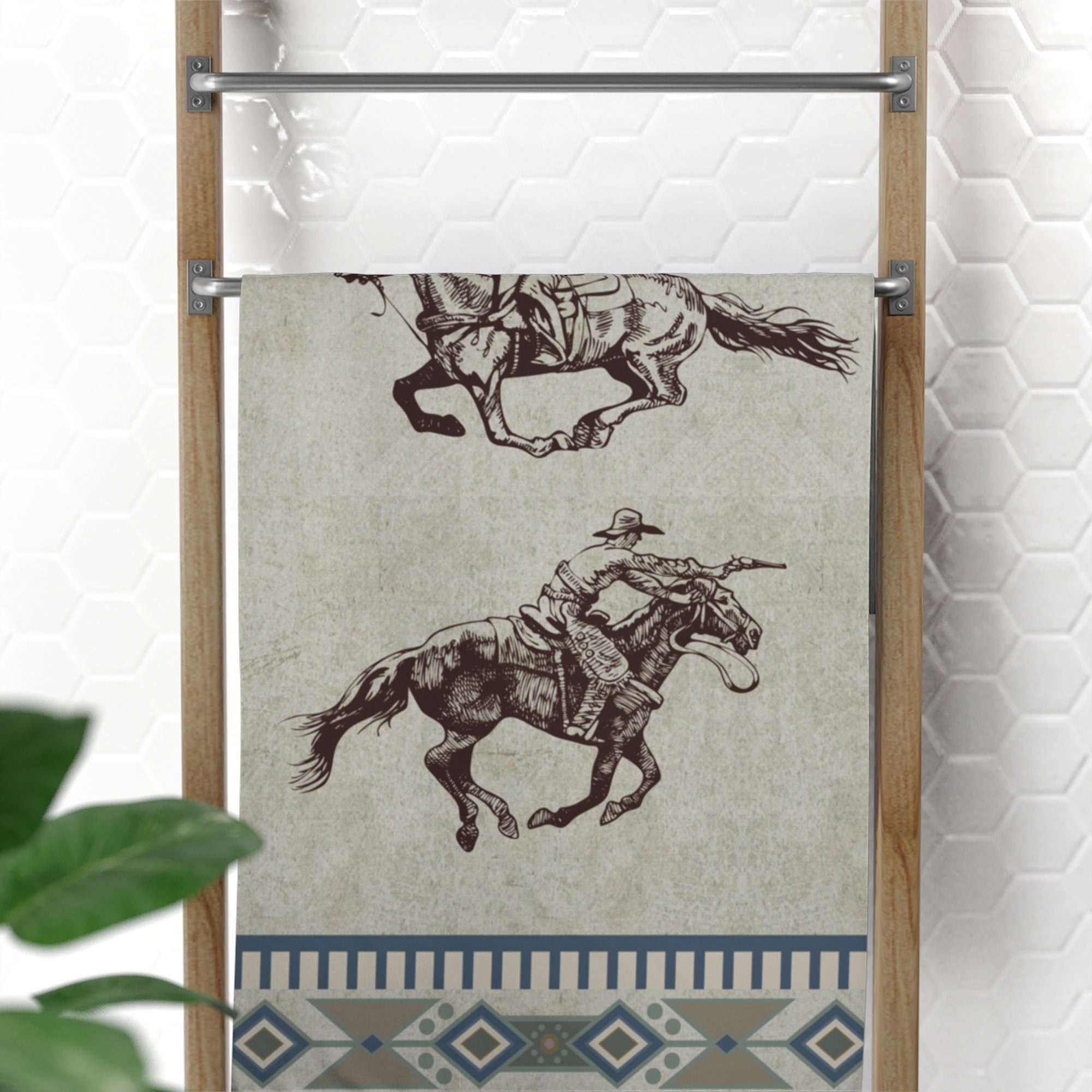 Western Bath Towel Gray Hand Towel Cowboy Bathroom Decor Etsy