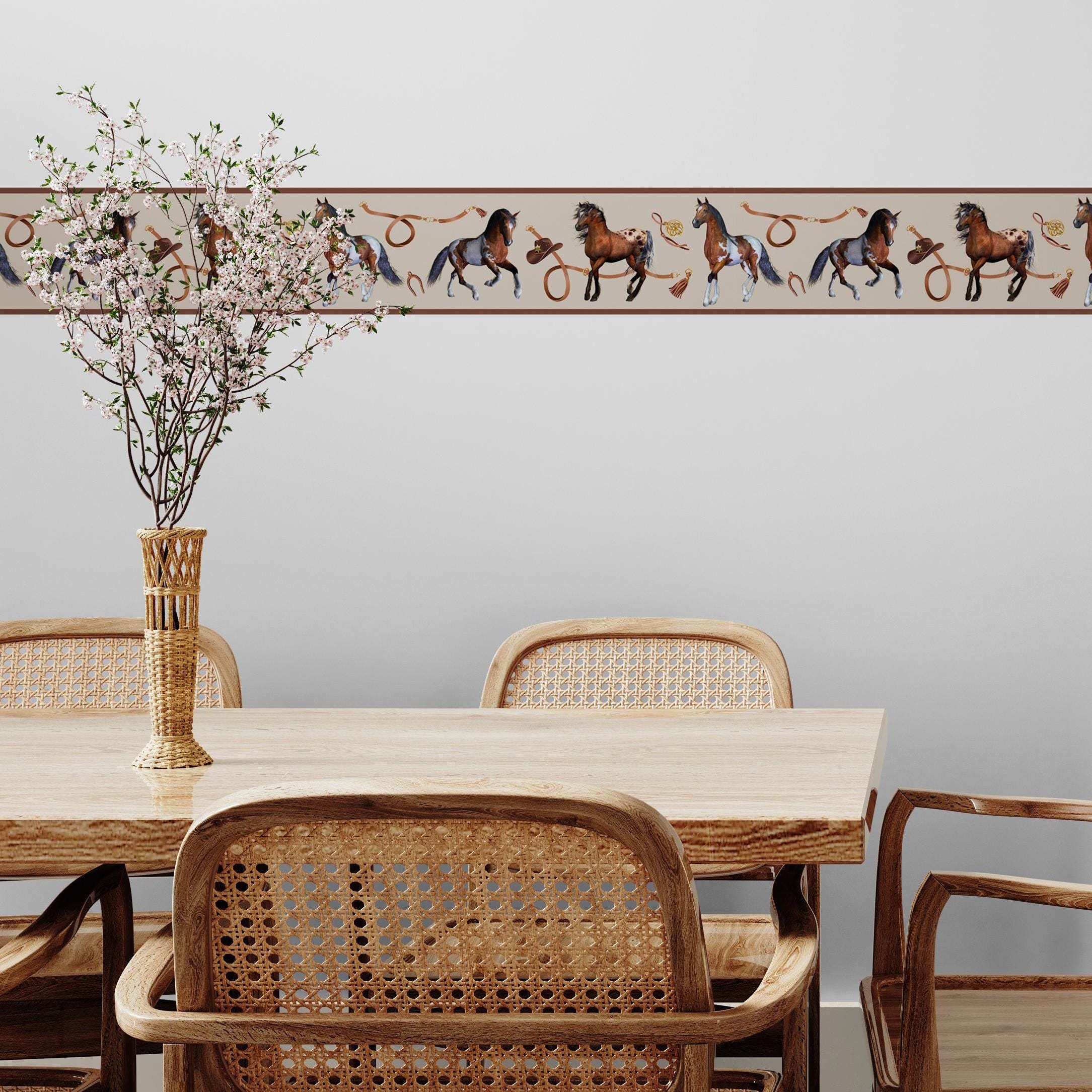 Borde de papel tapiz autoadhesivo con caballo, decoración equina,  decoración rústica de rancho occidental - Etsy México, image size:2169x2169