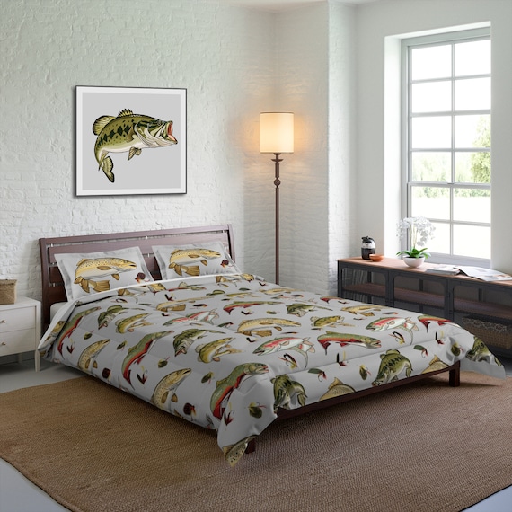 Comforter Set With Pillow Shams With Fish, Beach House Bedding