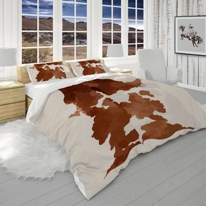 Southwest Comforter with Pillow Shams, Cow Bedding, Cow Spot Bed Blanket, Farmhouse Bedroom Decor