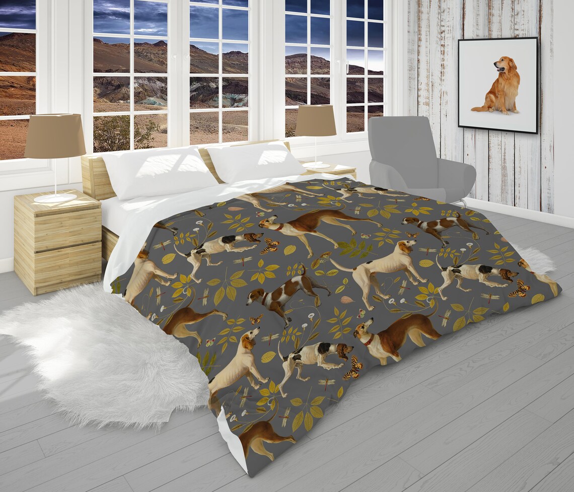 Dog Comforter Set Retro Bedding Twin Twin XL Queen King Etsy