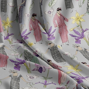 Art Deco Fabric by the Yard, Vintage Cotton Fabric, Jazz Fabric for Quilting, Sewing and Decor