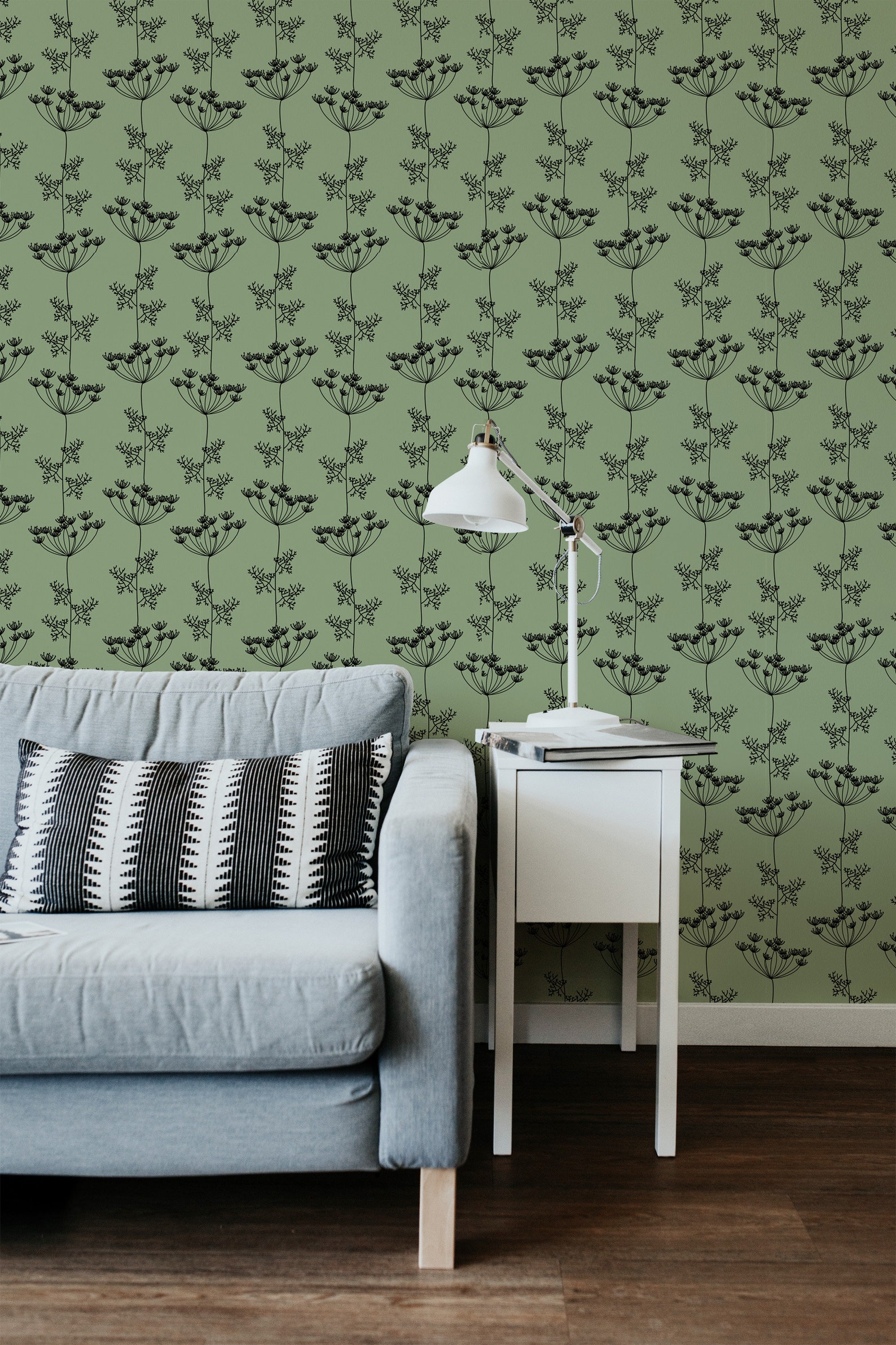 Sage Wallpaper Floral Country Wall Paper Selfadhesive Etsy