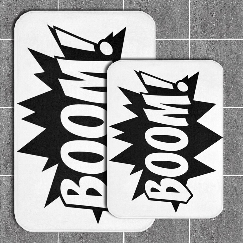 Funny Bath Mat Black and White Bath Rug Boom Bath Matt Etsy