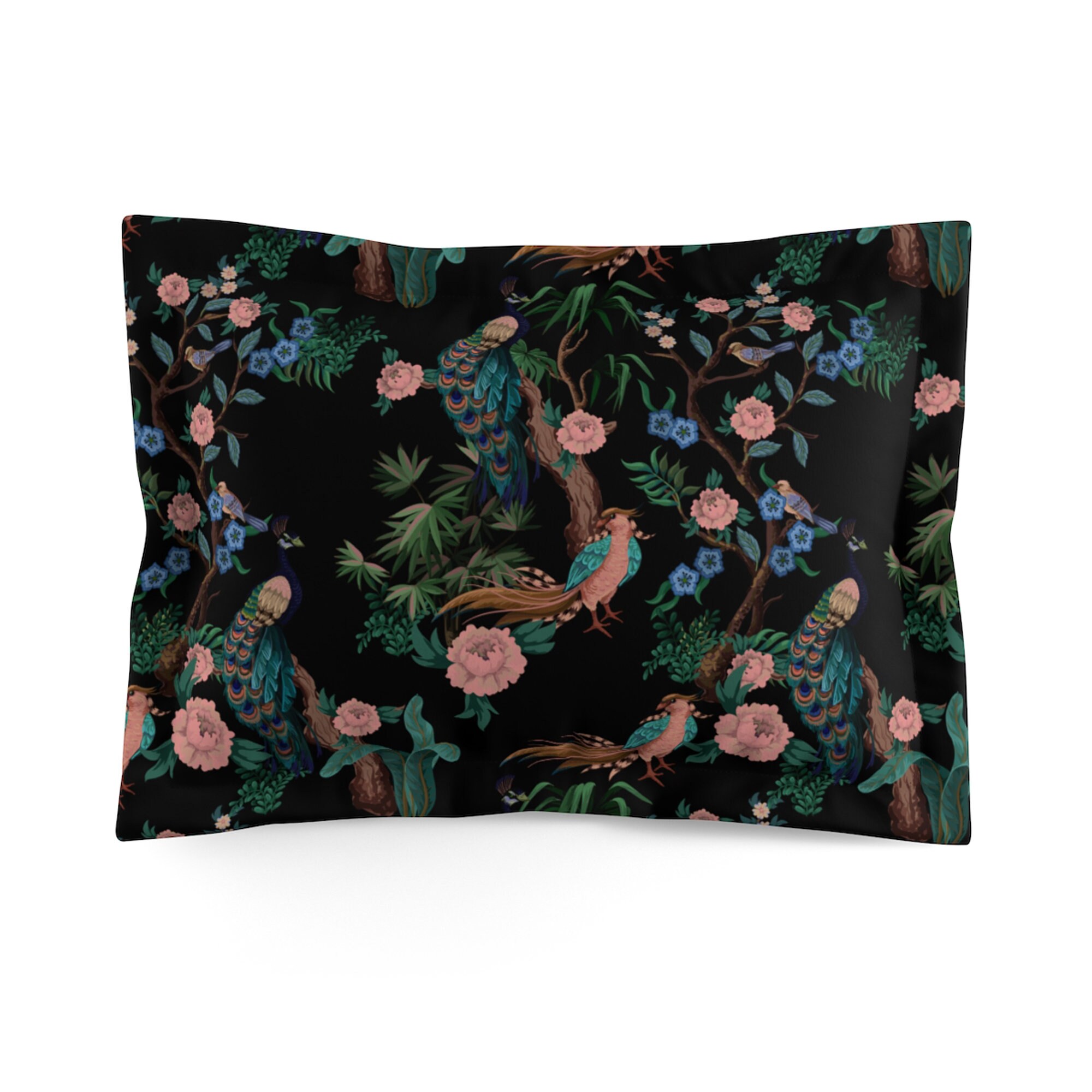 Black Floral Duvet Cover Peacock Bedding Duvet Cover Queen Etsy