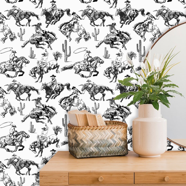Southwestern Cowboy Wallpaper Ranch Wall Decor Traditional Etsy