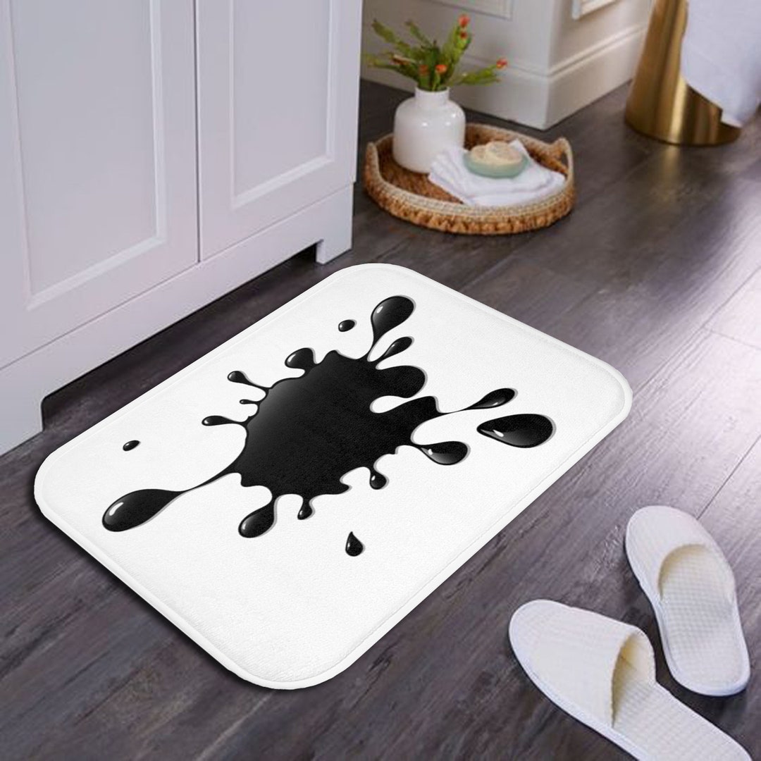 Splash Bath Mat Black and White Bath Rug Funny Bath Matt Etsy