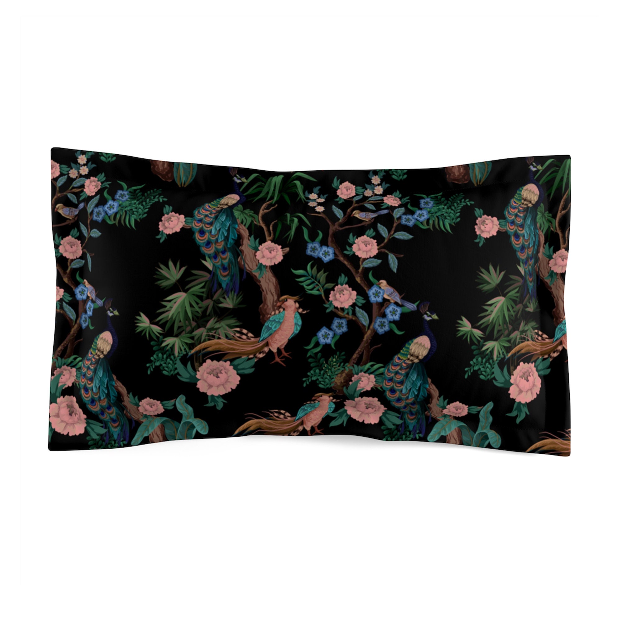 Black Floral Duvet Cover Peacock Bedding Duvet Cover Queen Etsy