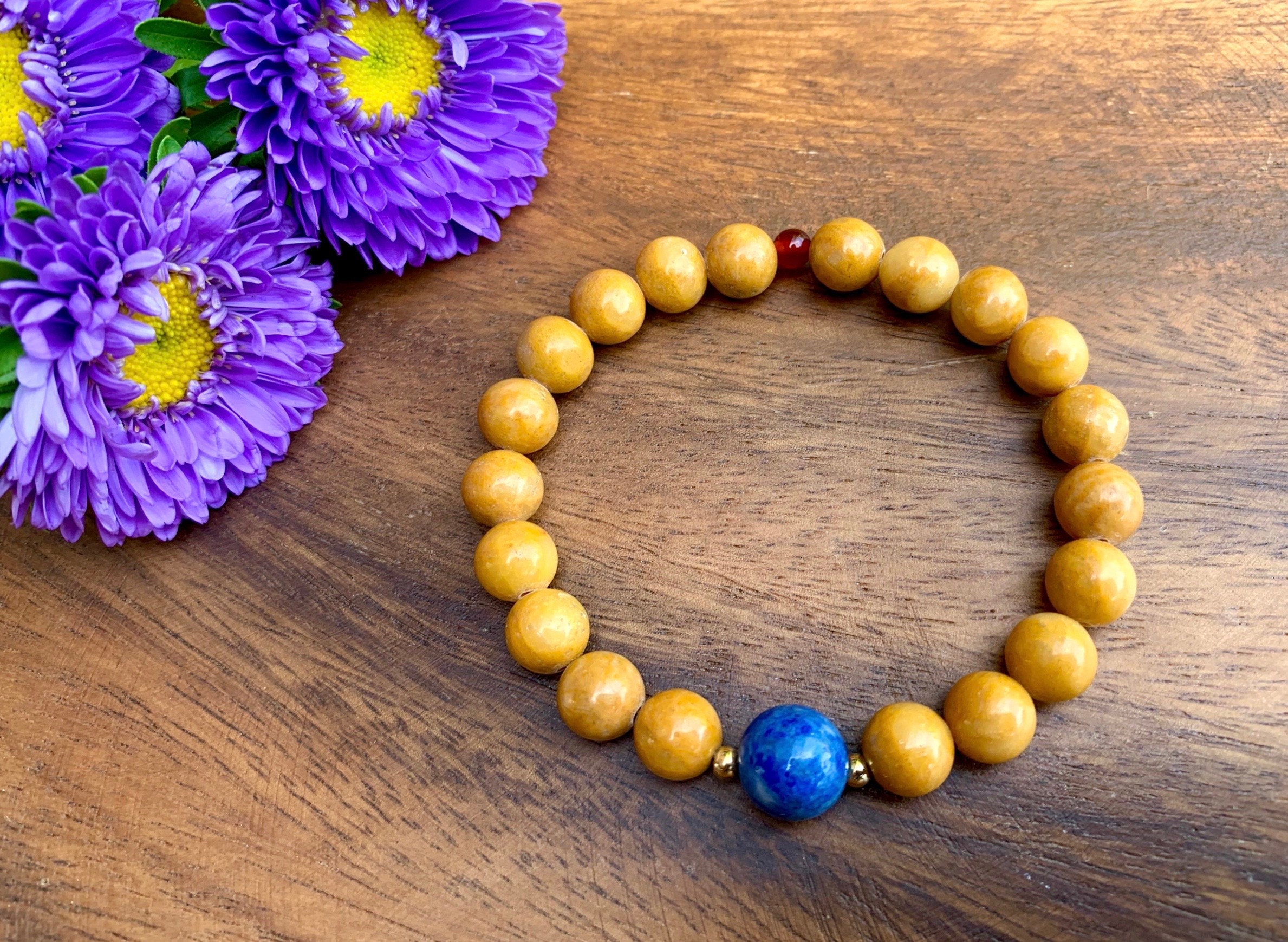 Natural Yellow Jasper Beaded Bracelet for Women 8mm/Stretch Etsy