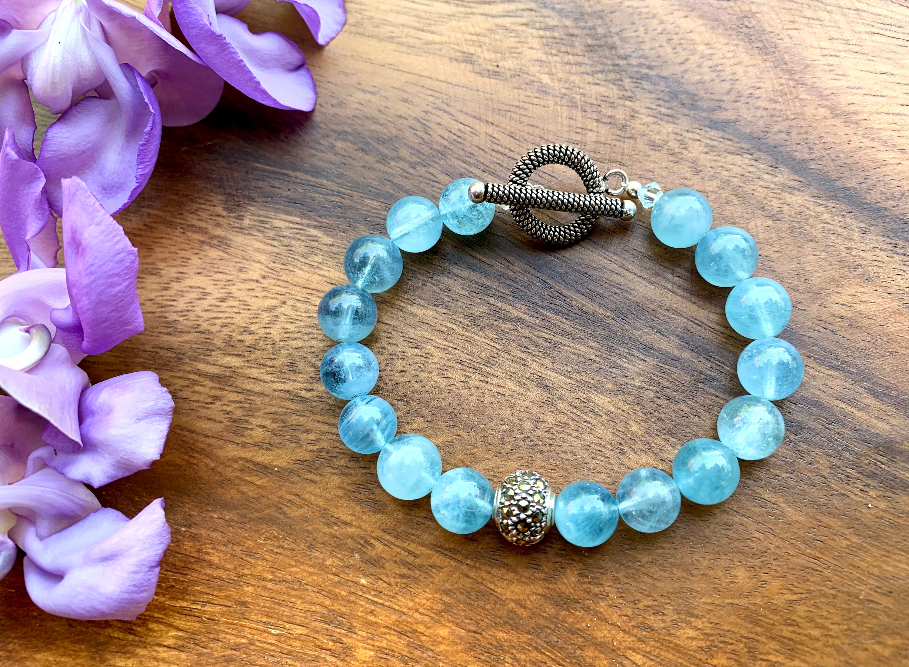 Genuine Non Treated Aquamarine Bracelet For Women10mm 925 Etsy