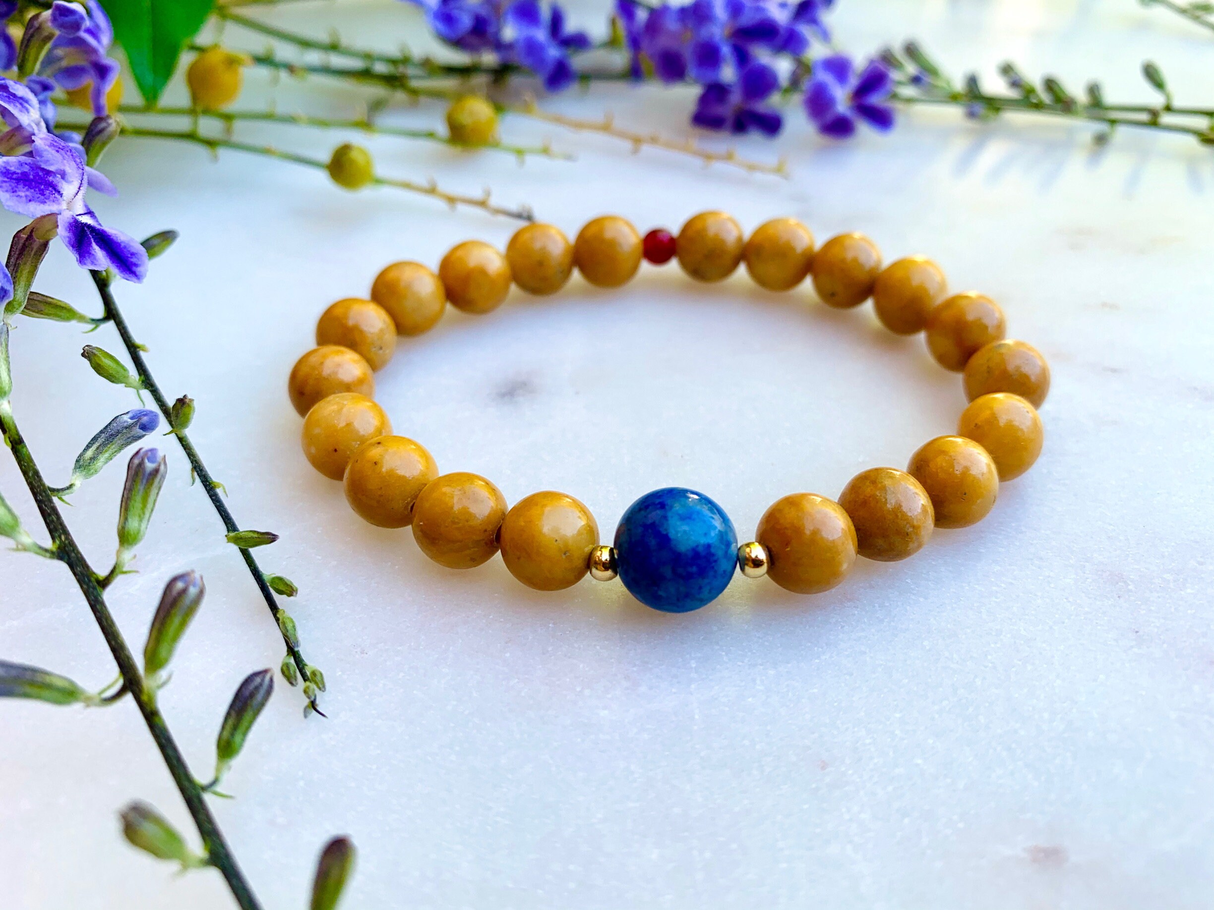 Natural Yellow Jasper Beaded Bracelet for Women 8mm/Stretch Etsy